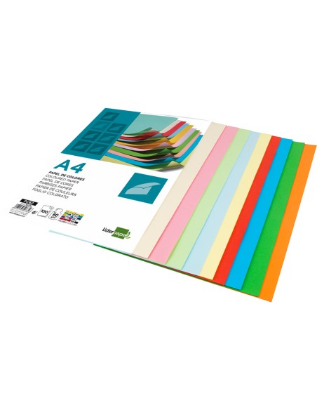 CI | Papel color liderpapel a4 80g/m2 25 colores surtidos paquete de 100