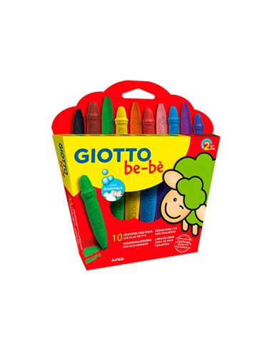 CI | Lapices cera giotto super bebe caja de 10 colores surtidos + sacapuntas