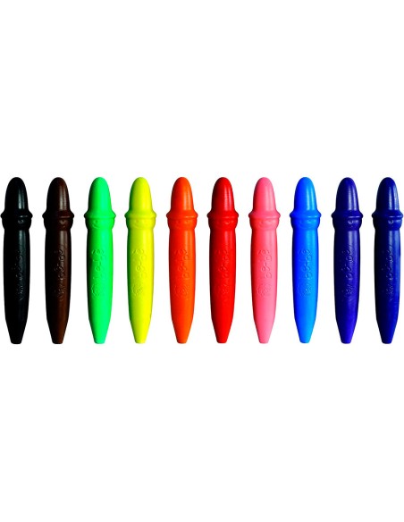 CI | Lapices cera giotto super bebe caja de 10 colores surtidos + sacapuntas
