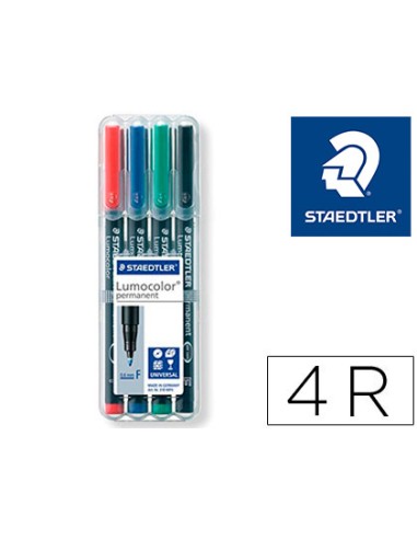 CI | Rotulador staedtler lumocolor retroproyeccion punta de fibra permanente 318 wp estuche 4 colores punta fina