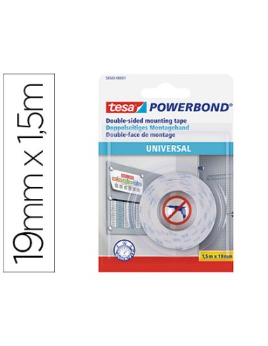 CI | Cinta adhesiva tesa doble cara powerbond universal uso interior 1,5 m x 19 mm