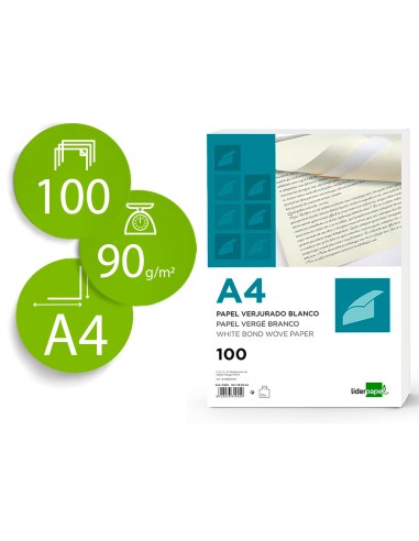 CI | Papel verjurado liderpapel a4 120g/m2 blanco paquete de 100