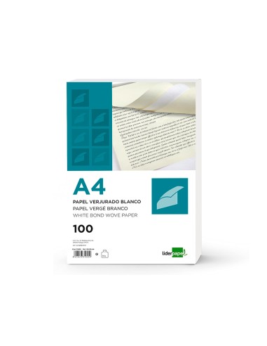 CI | Papel verjurado liderpapel a4 120g/m2 blanco paquete de 100