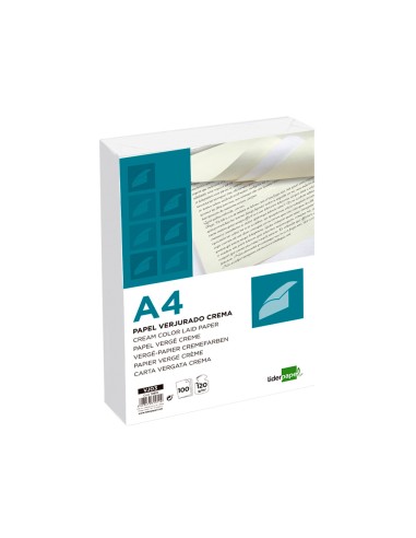 CI | Papel verjurado liderpapel a4 120g/m2 crema paquete de 100