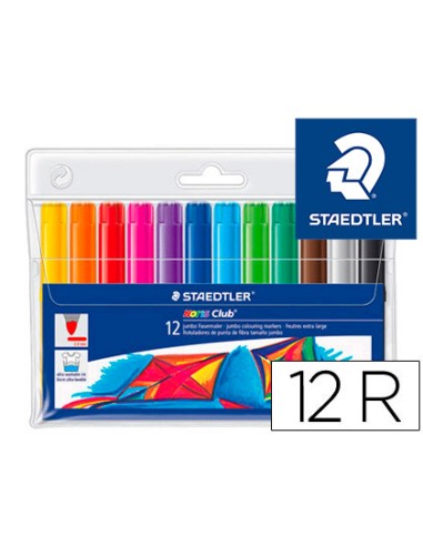 CI | Rotulador staedtler color jumbo trazo 3 mm -estuche de 12 colores surtidos