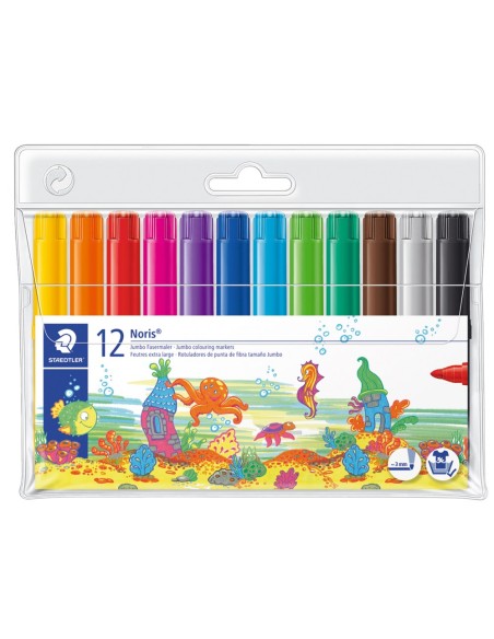 CI | Rotulador staedtler color jumbo trazo 3 mm -estuche de 12 colores surtidos