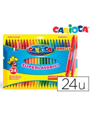 CI | Rotulador carioca birelo bipunta caja de 24 colores