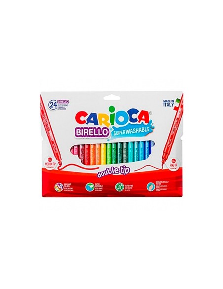 CI | Rotulador carioca birelo bipunta caja de 24 colores
