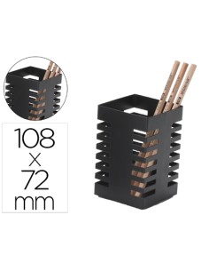 CI | Cubilete portalapices q-connect metal cuadrado negro...