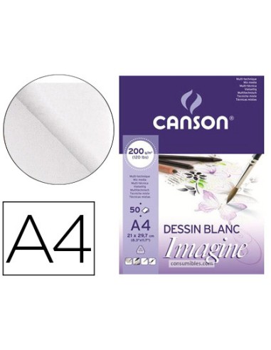 CI | Bloc dibujo multitecnicas canson imagine din a4 encolado liso 21x29,7 cm 50 hojas 200 gr