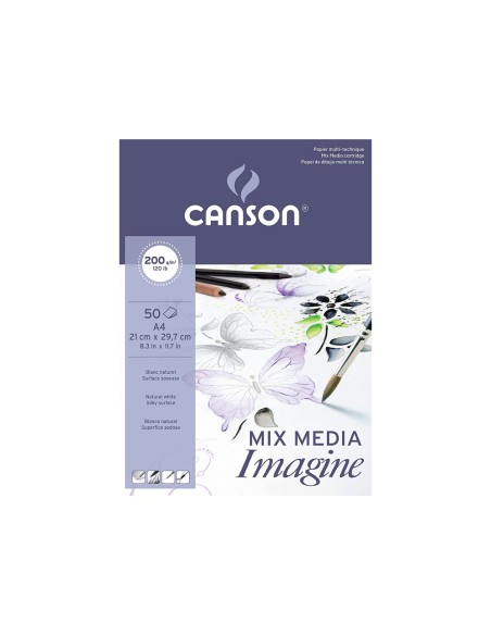 CI | Bloc dibujo multitecnicas canson imagine din a4 encolado liso 21x29,7 cm 50 hojas 200 gr
