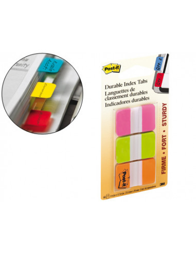 CI | Banderitas separadoras rigidas dispensador 3 colores post-it index 686-pgo medianos22 banderitas por color