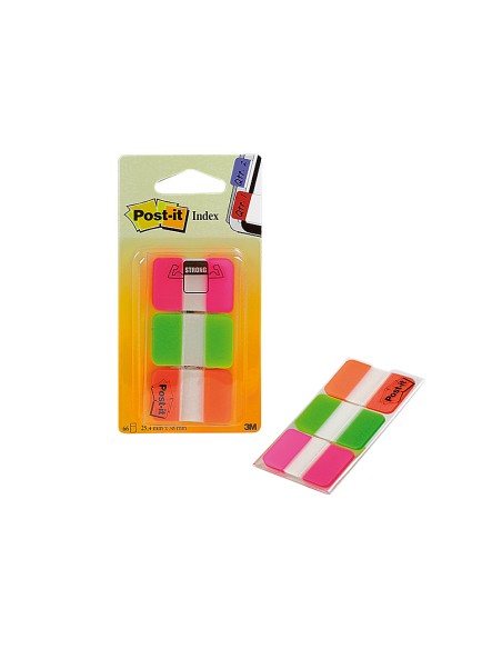 CI | Banderitas separadoras rigidas dispensador 3 colores post-it index 686-pgo medianos22 banderitas por color