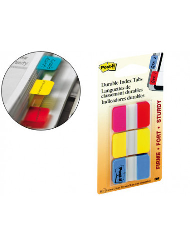 CI | Banderitas separadoras rigidas dispensador 3 colores post-it index 686-ryb medianos22 banderitas por color