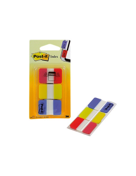 CI | Banderitas separadoras rigidas dispensador 3 colores post-it index 686-ryb medianos22 banderitas por color