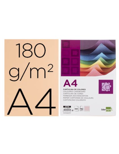 CI | Cartulina liderpapel a4 180g/m2 salmon paquete de 100