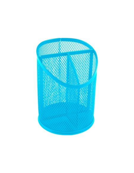 CI | Cubilete portalapices q-connect metal rejilla turquesa con 3 compartimientos diametro 110