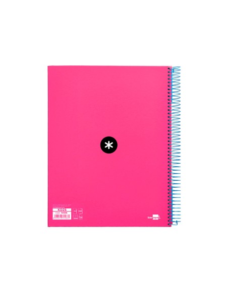 CI | Cuaderno espiral liderpapel a4 micro antartik tapa forrada 120h 100 gr cuadro5mm 5 bandas 4 taladros color rosa