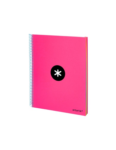 CI | Cuaderno espiral liderpapel a4 micro antartik tapa forrada 120h 100 gr cuadro5mm 5 bandas 4 taladros color rosa
