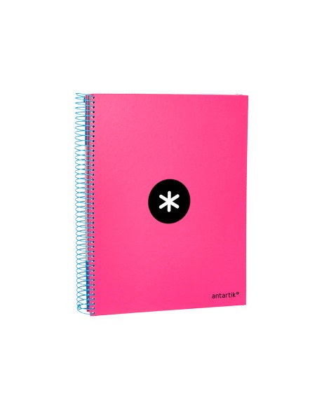 CI | Cuaderno espiral liderpapel a4 micro antartik tapa forrada 120h 100 gr cuadro5mm 5 bandas 4 taladros color rosa