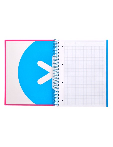 CI | Cuaderno espiral liderpapel a4 micro antartik tapa forrada 120h 100 gr cuadro5mm 5 bandas 4 taladros color rosa