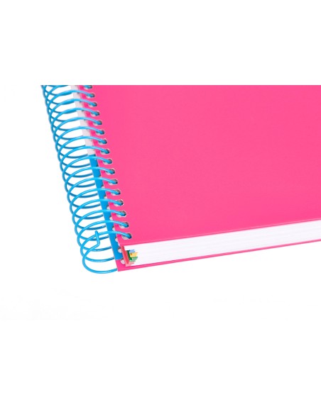 CI | Cuaderno espiral liderpapel a4 micro antartik tapa forrada 120h 100 gr cuadro5mm 5 bandas 4 taladros color rosa