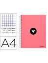 CI | Cuaderno espiral liderpapel a4 micro antartik tapa forrada120h 100 gr cuadro 5mm 5 banda4 taladros color coral