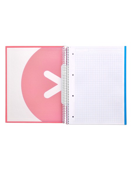 CI | Cuaderno espiral liderpapel a4 micro antartik tapa forrada120h 100 gr cuadro 5mm 5 banda4 taladros color coral