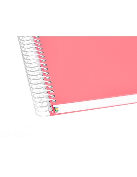 CI | Cuaderno espiral liderpapel a4 micro antartik tapa forrada120h 100 gr cuadro 5mm 5 banda4 taladros color coral