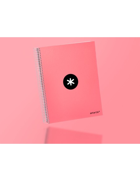 CI | Cuaderno espiral liderpapel a4 micro antartik tapa forrada120h 100 gr cuadro 5mm 5 banda4 taladros color coral