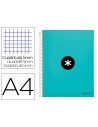 CI | Cuaderno espiral liderpapel a4 micro antartik tapa forrada120h 100 gr cuadro 5mm 5 banda4 taladros color menta