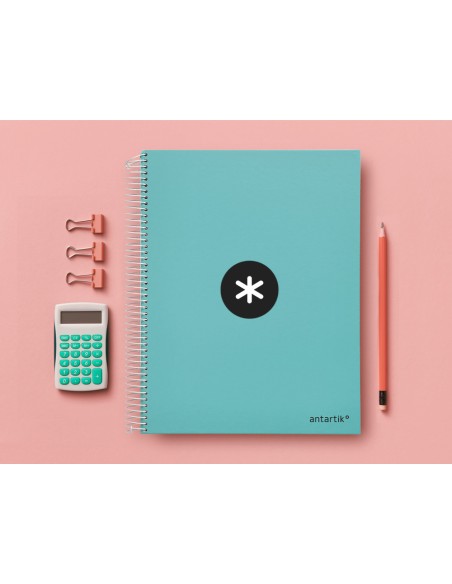 CI | Cuaderno espiral liderpapel a4 micro antartik tapa forrada120h 100 gr cuadro 5mm 5 banda4 taladros color menta