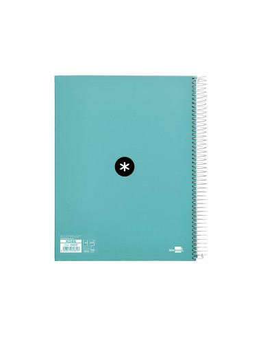 CI | Cuaderno espiral liderpapel a4 micro antartik tapa forrada120h 100 gr cuadro 5mm 5 banda4 taladros color menta