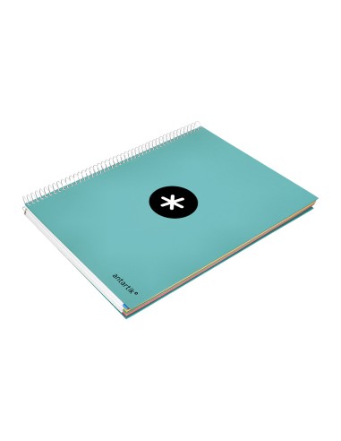 CI | Cuaderno espiral liderpapel a4 micro antartik tapa forrada120h 100 gr cuadro 5mm 5 banda4 taladros color menta