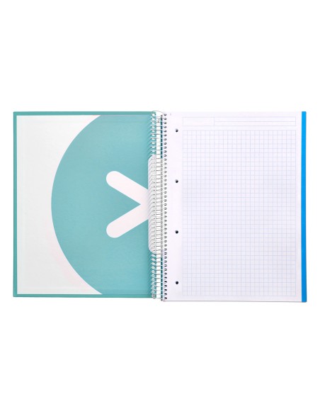 CI | Cuaderno espiral liderpapel a4 micro antartik tapa forrada120h 100 gr cuadro 5mm 5 banda4 taladros color menta