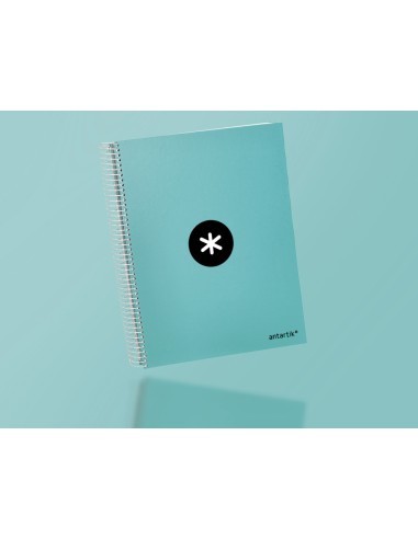 CI | Cuaderno espiral liderpapel a4 micro antartik tapa forrada120h 100 gr cuadro 5mm 5 banda4 taladros color menta