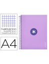 CI | Cuaderno espiral liderpapel a4 micro antartik tapa forrada120h 100 gr cuadro 5mm 5 banda4 taladros color lavanda