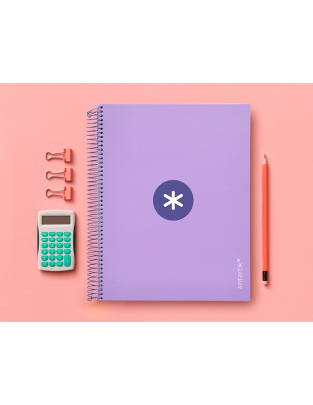 CI | Cuaderno espiral liderpapel a4 micro antartik tapa forrada120h 100 gr cuadro 5mm 5 banda4 taladros color lavanda