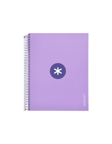 CI | Cuaderno espiral liderpapel a4 micro antartik tapa forrada120h 100 gr cuadro 5mm 5 banda4 taladros color lavanda
