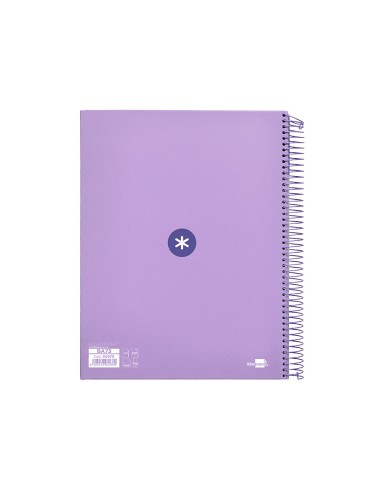 CI | Cuaderno espiral liderpapel a4 micro antartik tapa forrada120h 100 gr cuadro 5mm 5 banda4 taladros color lavanda