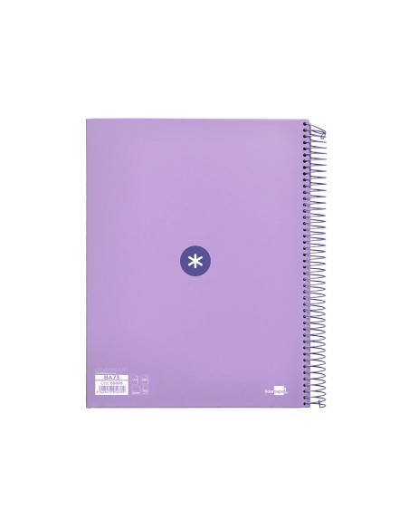 CI | Cuaderno espiral liderpapel a4 micro antartik tapa forrada120h 100 gr cuadro 5mm 5 banda4 taladros color lavanda