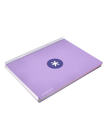 CI | Cuaderno espiral liderpapel a4 micro antartik tapa forrada120h 100 gr cuadro 5mm 5 banda4 taladros color lavanda