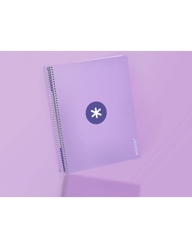 CI | Cuaderno espiral liderpapel a4 micro antartik tapa forrada120h 100 gr cuadro 5mm 5 banda4 taladros color lavanda