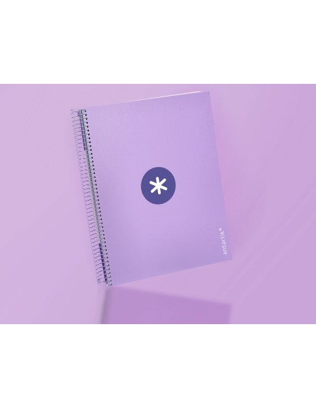 CI | Cuaderno espiral liderpapel a4 micro antartik tapa forrada120h 100 gr cuadro 5mm 5 banda4 taladros color lavanda