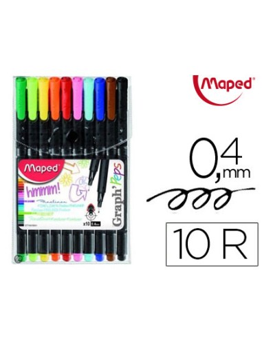 CI | Rotulador maped punta de metal graph peps fine liner compact estuche de 10 colores surtidos