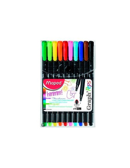 CI | Rotulador maped punta de metal graph peps fine liner compact estuche de 10 colores surtidos