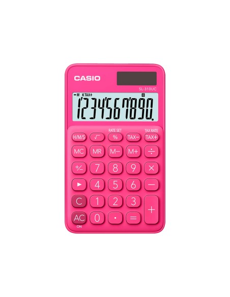 CI | Calculadora casio sl-310uc-rd bolsillo 10 digitos tax +/- tecla doble cero color fucsia