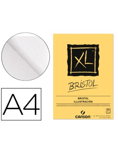 CI | Bloc dibujo canson xl bristol din a4 extraliso encolado 21x29,7 cm 50 hojas 180 gr