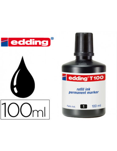 CI | Tinta rotulador edding t-100 negro frasco de 100 ml