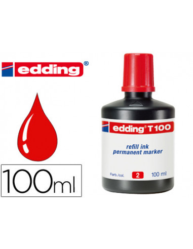 CI | Tinta rotulador edding t-100 rojo -frasco de 100 ml